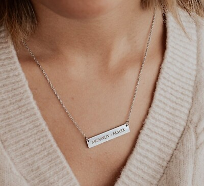 #ad Personalized Bar Necklace Custom Coordinates Necklace Name Necklace Gold Bar Nec $8.99