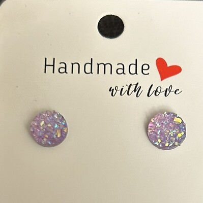 #ad Handmade Purple Resin Druzy Earrings $8.00