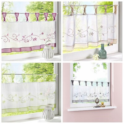 #ad 6 Size Cafe Panel Kitchen Made Voile Net Curtains Bathroom Ready Available $7.39
