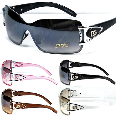 #ad DG Eyewear Womens Shield Wrap Around Sunglasses Fashion Designer One Lens Shades $9.95