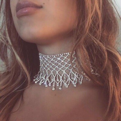 #ad #ad Rhinestone Crystal Choker Necklace Wedding Party Prom Necklaces For Women $15.99