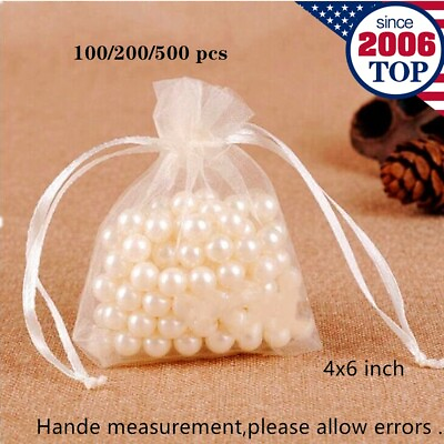 #ad #ad 100 200 500 pcs Organza Bags Wedding Party Holiday Gift Candy White 4x6quot; $39.99