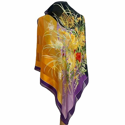 #ad VALENTINO FLORAL PURPLE SQUARE silk scarf 34 33 in #A185 $56.00