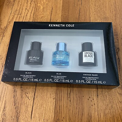 #ad #ad Kenneth Cole Mini Gift Set Men Vintage BlackBlack Blue 0.5 oz Each 3 Piece $19.99