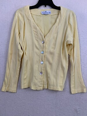 Vintage La Costa Spa Women#x27;s Yellow Button Down Long Sleeve Shirt Size Medium $5.95