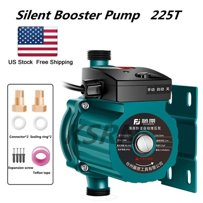#ad 220V Silent Automatic Booster Pump 225W Domestic Boost Pressure Water Pump 3 4#x27;#x27; $92.99