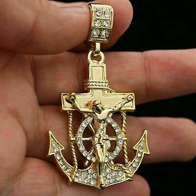 #ad 2.80Ct VVS1 Diamond Created Anchor Pendant 14K Yellow Gold Over Free Chain $164.53