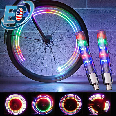 #ad 2 4 × LED Bike Wheel Light Bicycle Car Motorcycle Tire Valve Stem CAP Spoke Lamp $9.99