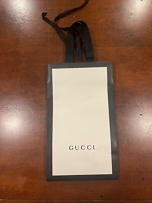 AUTHENTIC. GUCCI Gift Bag Tote 11.4quot; X 6.7quot; X 4.5quot; 💚 💚💚 BLACK amp; WHITE $14.99