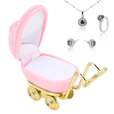 #ad Pink Baby Carriage Jewelry Box Personalized Jewelry Gift Organizer Earring $6.70