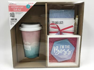5 Piece Gift Set For Mom Includes: 1 Wood Signs Reusable Travel Mug amp; Pads Pen $19.99