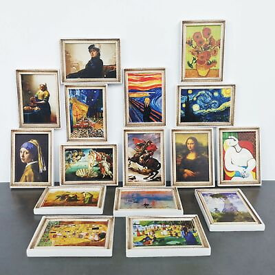 #ad 1 6 Dollhouse Miniature World Famous Painting Photo Frame Oil Classical Wall $4.99
