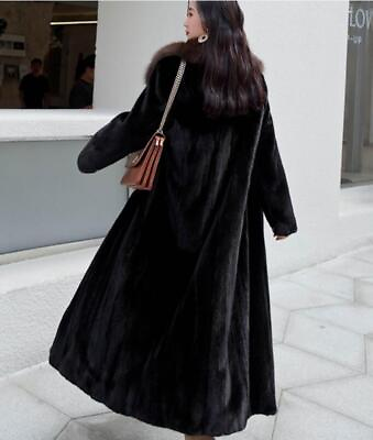 #ad Mink Long Sleeve Large Medium Length Mink Fur Coat Women Mink Coat Fashion Coat $146.63