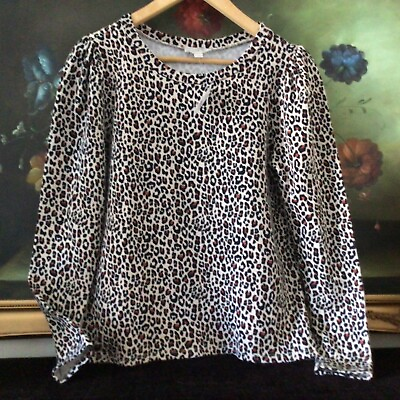 #ad NWT LOFT Outlet ANIMAL PRINT Leopard PUFF SLEEVE SWEATSHIRT MUSLIN Size M $25.85