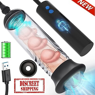 #ad Vacuum Electric Penis Pump Digital rechargeable Male Men Penis Enlarger Growth $23.99