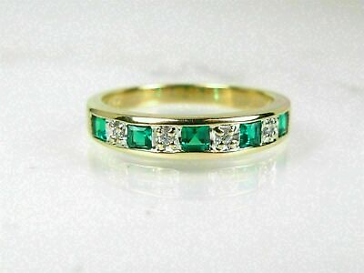 2CT Princess Cut CZ Emerald Half Eternity Gift Band Ring 14K Yellow Gold Plated $101.49