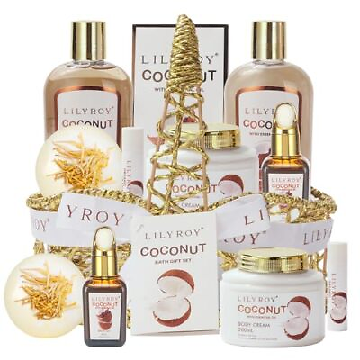 #ad Bath Spa Gift Baskets Set Birthday Gifts for Women Bath and Body Spa Coconut $37.83