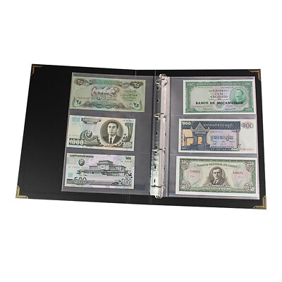 #ad 300PC Pocket Currency Page Money Banknote Album Book Collection Storage Sheet US $15.39
