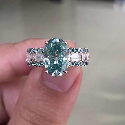 #ad 1.75 Carat Lab Created Green Oval cut Diamond Ring Engagement Ring Jewelry $1960.00