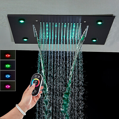 #ad Luxury LED Rainfall Shower Head with Shower Bar High Pressure Top Ceiling Rain $129.00