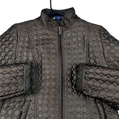 #ad Great Northwest Jacket Adult Medium Brown Indigo Quilted Zip Coat Medium Nylon $15.00