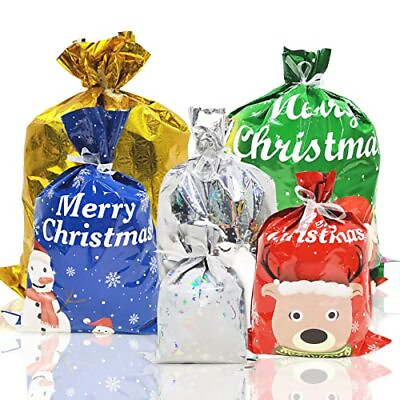 #ad 30PCS Large Plastic Foil Christmas Gift Bags for Presents Gifts Assorted Size $25.44