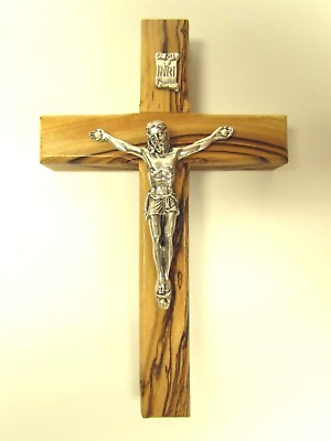 #ad Olive Wood Crucifix Hanging Wall Cross from Holy Land Bethlehem Jerusalem $10.95
