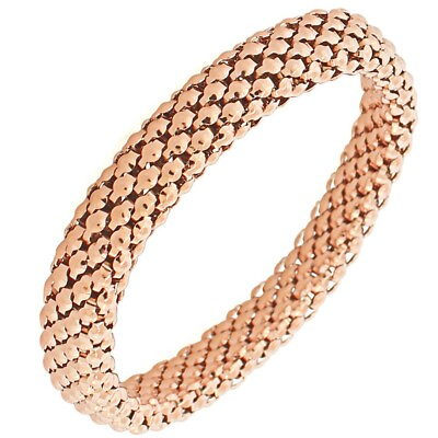 #ad EDFORCE Stainless Steel Rose Gold Tone Mesh Narrow Stretch Bracelet $15.99