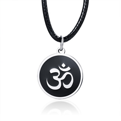 #ad Men Necklace Pendant Sanskrit AUM OM Hindu Yoga Meditation Gift Stainless Steel $11.99