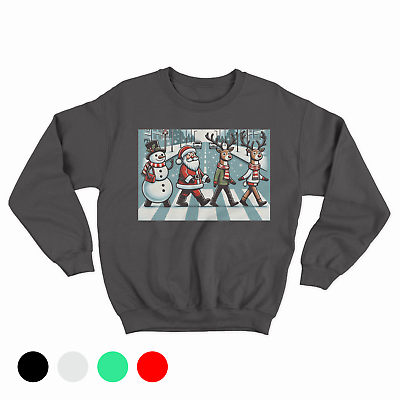 #ad Santa Crossing Abbey Road Beatles parody Sweatshirt funny Christmas Gift sweater $35.85