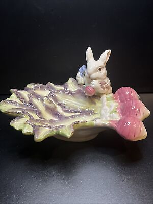 #ad Kaldun amp; Bogle White Easter Bunny Rabbit Radish Candy Nut Dish 9 1 2 x 7 1 4quot; $48.99