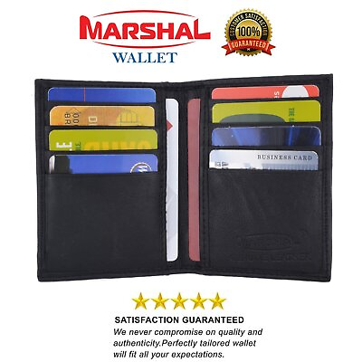 #ad Mens Slim Thin Genuine Leather Bifold Id Wallet Money Credit Card Holder Window $10.99