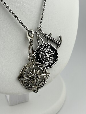 #ad Nautica Brand compass pendant amp; necklace with Extra Charm $18.53