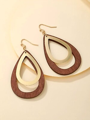 #ad Vintage Wooden Earrings Jewelry Earring For Women $3.28