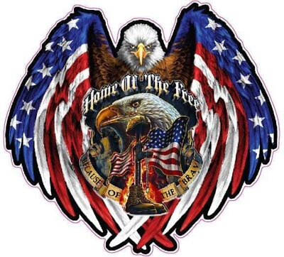 #ad American Bald Eagle Home of The Free Because of The Brave Reflective Decal $13.99