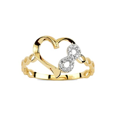 #ad 14k Solid Gold Heart Ring Infinity Ring Minimalist Real Ring Heart Ring for $163.90