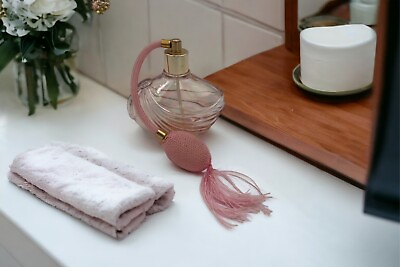#ad #ad Vintage Pink Swirled Hand Blown Perfume Bottle MCM Art Deco Valentines Gift $22.00