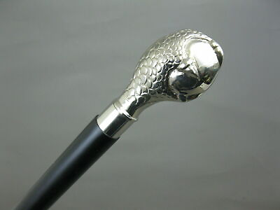 #ad Victorian Walking cane brass walking stick sterling silver looking like cane $36.20
