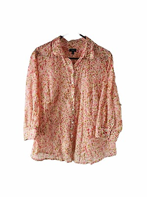 #ad NWOT Talbots Womens 18WP Country Floral Lightweight Cotton Button Shirt Blouse $35.59