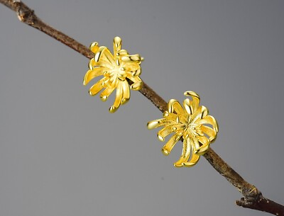 #ad D15 Earrings Flower Blossom Chrysanthemum 925 Sterling $53.36
