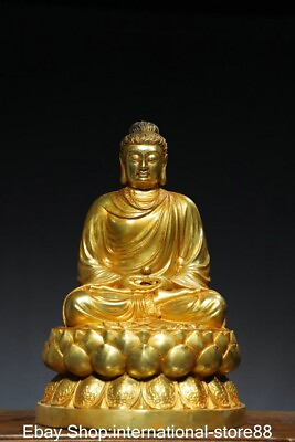 #ad 12quot; Old Tibetan Bronze Gilt Buddhism Shakyamuni Amitabha Buddha Statue $350.00
