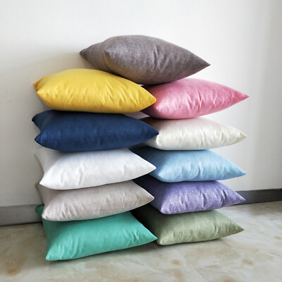 #ad Solid Linen Cushion Cover Throw Pillow Cases for Couch Sofa Bed 16quot; 18quot; 20quot; $8.45