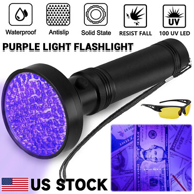 #ad UV Ultraviolet Light 100 LED Flashlight BlackLight 395nM Inspection Lamp Torch $13.69