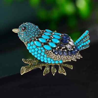 #ad Creative Animal Corsage Full Rhinestones Bird Brooch Women Unisex Clothing Pin $7.73