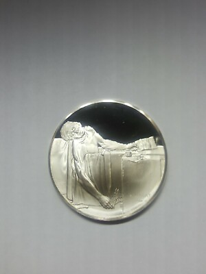 #ad Franklin Mint 66g Sterling Greatest Masterpieces coin #13 THE DEATH OF MARAT $100.00