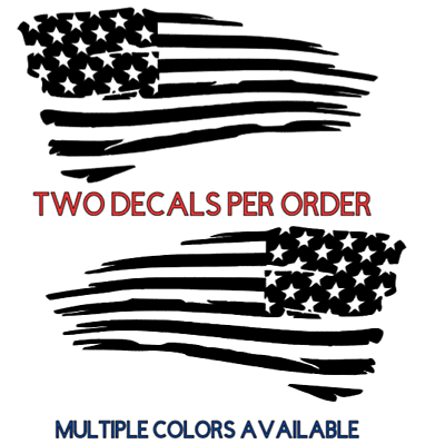 #ad Tattered Distressed American Flag Decal Vinyl Sticker Set of 2 LEFT RIGHT Side $19.95