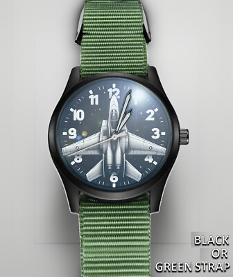 #ad F 14 Tomcat Art Fighter Navy Jet Pilot Army Nylon Strap Novelty Gift Wrist Watch $60.55