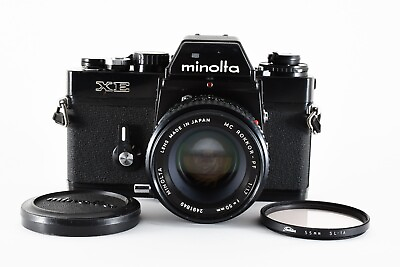 #ad Exc Minolta XE Black 35mm Film Camera w MC Rokkor PF 50mm f1.7 Lens 2106752 $116.39