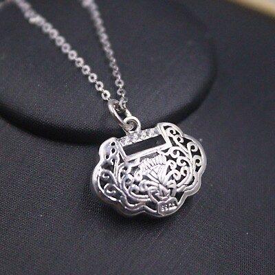 #ad Real Solid 925 Sterling Silver Lucky Men Women Gift Hollow Lock Bag Pendant $10.10