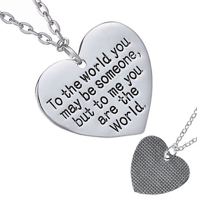 Mother#x27;s Day Birthday Gift Mom Wife You are The World Heart Necklace Great Gift $7.93